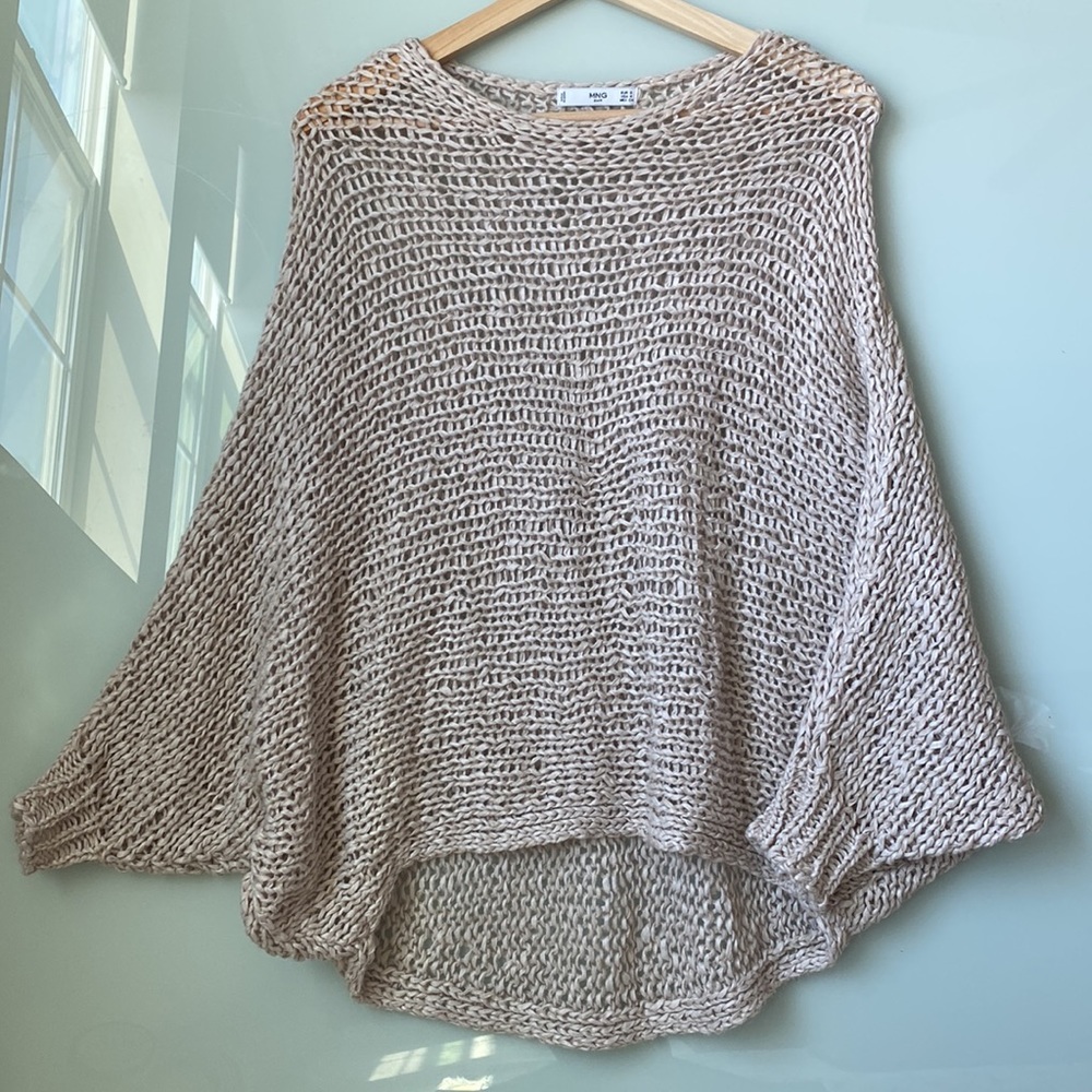 MNG Suit Mango Wool Blend Oversized Sweater Cream